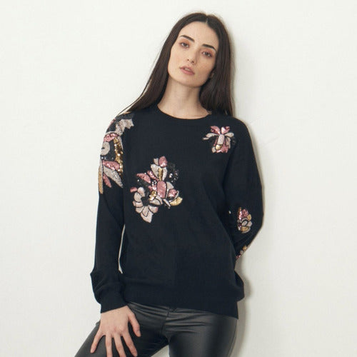 Sweater Bordado Importado Lentejuelas Paillettes Cod. 365