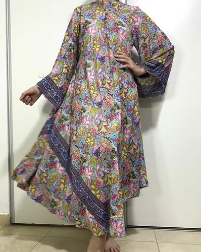 Vestido Mangas Oxford Importado Seda Hindú