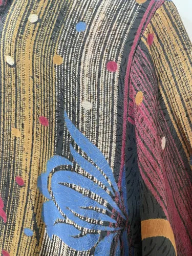 Vestido Largo Seda Hindú Manga Larga Nuevo 2da Selección Multicolor Estampado Único