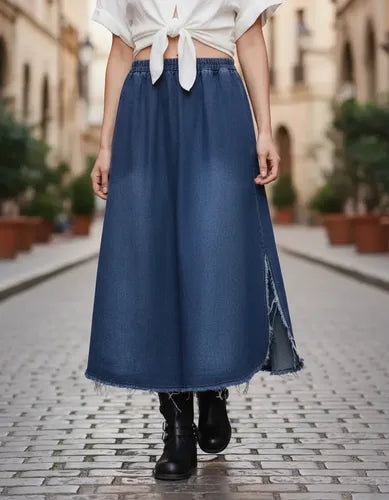 Pollera De Jean Desflecada Modelo Grande