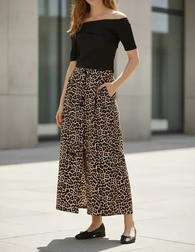 Pollera Larga Animal Print Abotonada