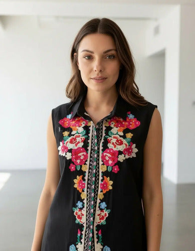 Blusa Camisa Importada Sin Mangas Bordada Estilo Vars
