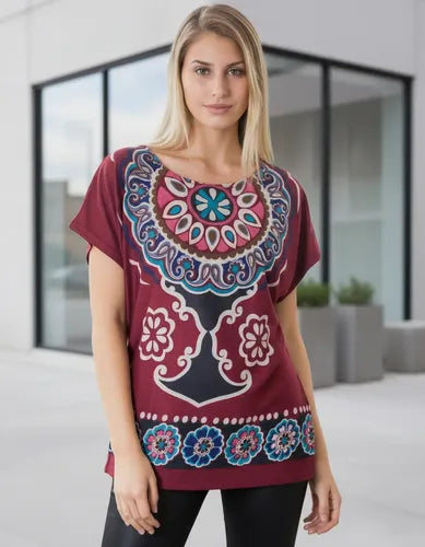 Remera Blusa Importada Estampada Lanilla Mandalas