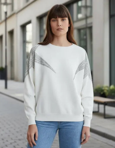 Sweater Tejido Estrella Importado Detalles Strass  Cod. 332 Rosa Único