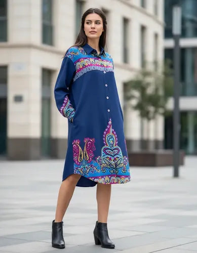 Camisa Vestido Largo Lanilla Importado Mandalas Estilo Boho