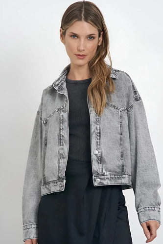 Chaqueta Campera De Gabardina Con Tachas