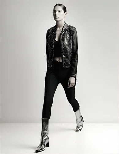 Campera Saco Chaqueta Eco Cuero Negro L Tachas