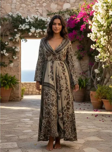 Vestido Mangas Oxford Seda Hindú Fiesta
