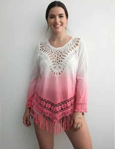 Camisa  Blusa Batik Puntilla Boho Hippie Chic Importada