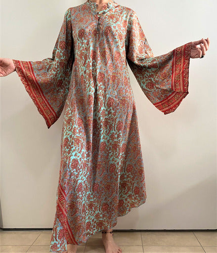 Vestido Mangas Oxford Importado Seda Hindú