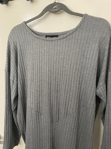 Vestido Remerón De Diseño Nuevo 2da Selección Gris Liso 2