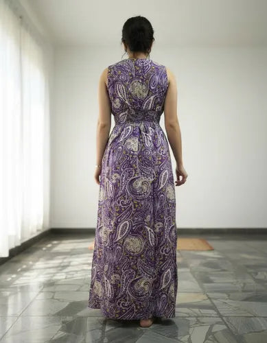 Vestido Estampado Largo Violeta Estampado Único