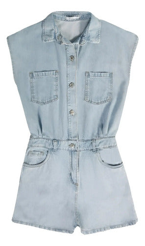 Mono  Denim Enterito Jean Corto Celeste S