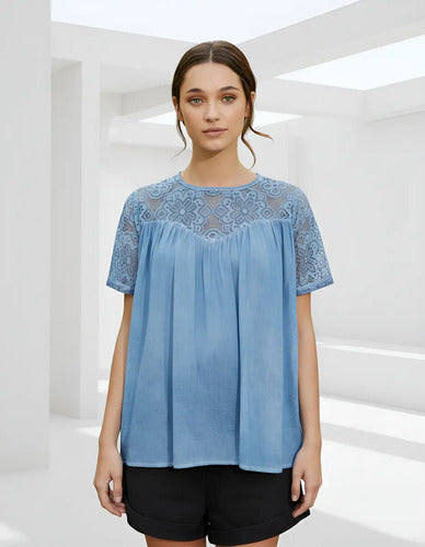 Camisa  Blusa Encaje Boho Hippie Chic Importada