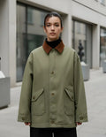 Campera De Gabardina Y Corderoy Oversize Modelo Grande Verde 40 Liso