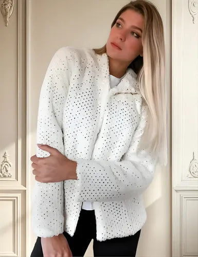 Saco Chaqueta De Piel Sintética Importado Con Dorado