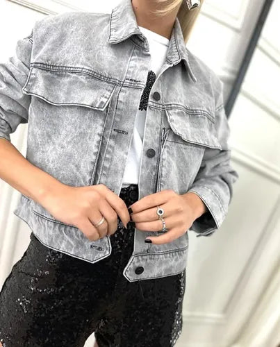 Campera Jean Cargo Denim Corta