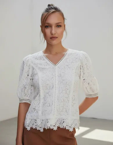 Blusa De Puntilla Mangas Princesa