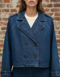 Campera De Jean Oversize Corta Azul Único Liso