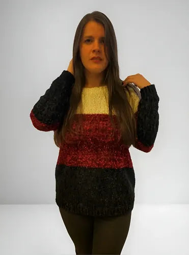 Sweater Tejido  Amplio Colores  Rojo U