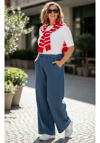 Pantalón Jean Palazzo Tajo Denim Talle Grande S A 3xl