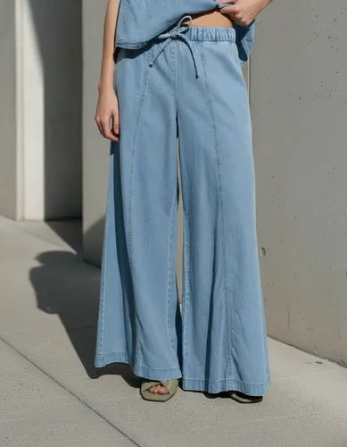 Pantalón Wide Leg Denim Camisero
