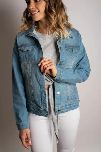 Campera De Jean Elastizada Denim Básica Nueva 2da Selección