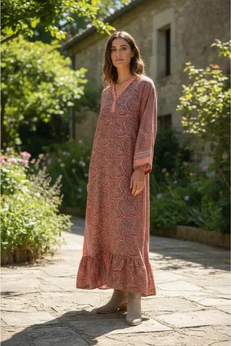 Vestido Largo De Seda Hindú Amplio Mod. 79