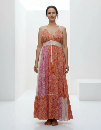 Vestido Sin Mangas Largo De India Con Lurex