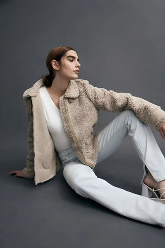 Campera Gamulan Chaqueta Importada Corderito Y  Ecocuero