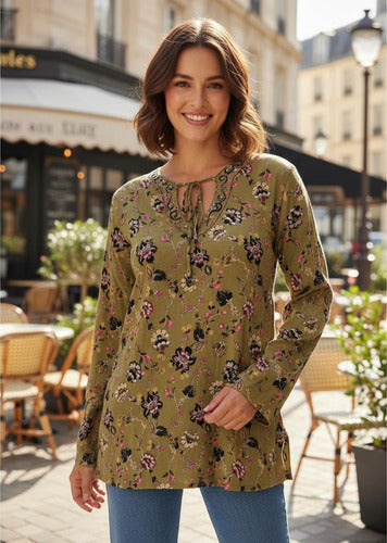 Blusa Camisa Túnica Importada T. Único  Tipo India Style