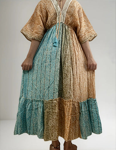Vestido Largo De India Con Lurex