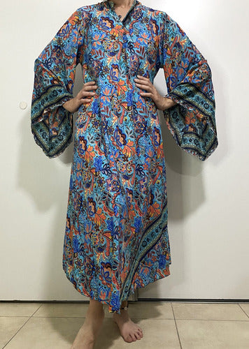 Vestido Mangas Oxford Importado Seda Hindú