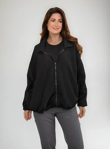 Campera Rompevientos Talle Grande Negro Único Liso