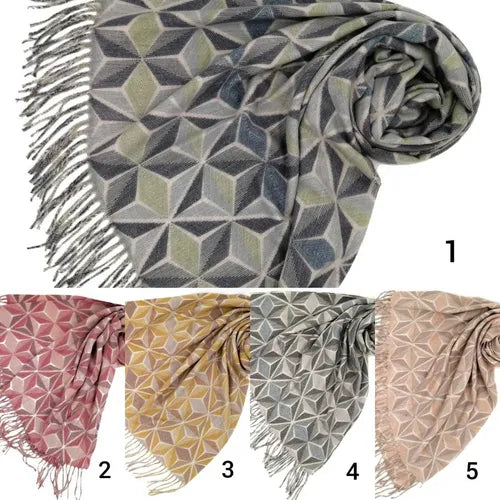 Pashmina Chalina Ruana Lanilla Rombos Importada