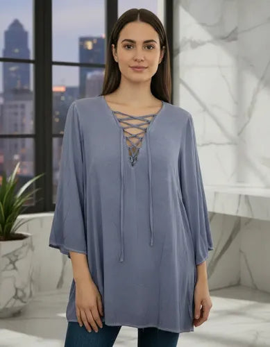 Blusa Tunica Camisa Importada Manga 3/4