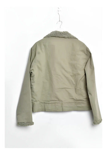 Campera De Gabardina Con Corderito Estilo 90s Modelo Grande