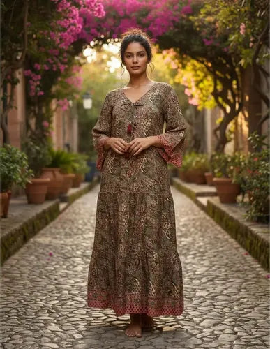 Vestido Seda Hindú India Fiesta