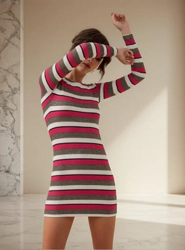 Vestido Corto Manga Larga Morley Lurex