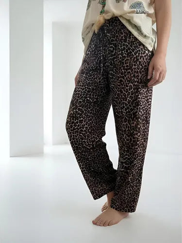 Pantalón Palazzo De Waffle Animal Print Marrón Animal Print Único