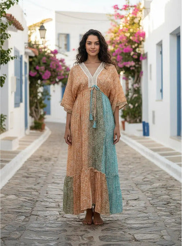 Vestido Largo De India Con Lurex