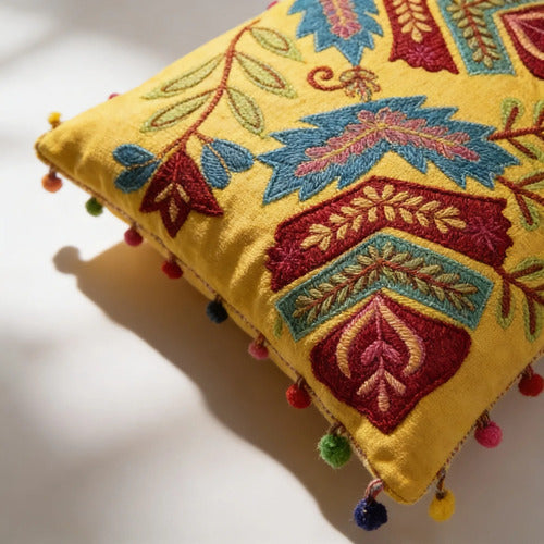 Funda De Almohadón Bordada Importada India 45 X 45