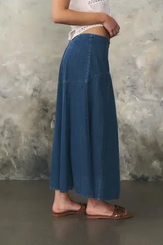 Pollera De Jean Larga Evase