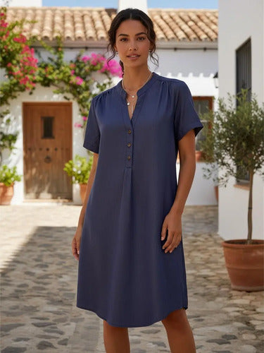 Vestido Cuello Mao Talle Grande Xl A 6xl