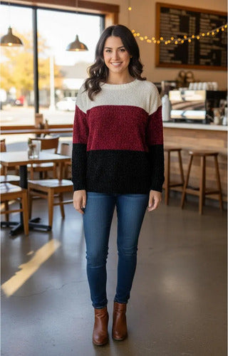 Sweater Tejido  Amplio Colores  Rojo U