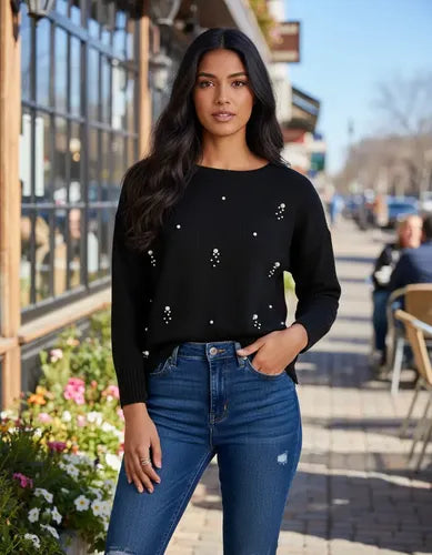 Sweater Tejido Con Perlas Importado Cod. 279