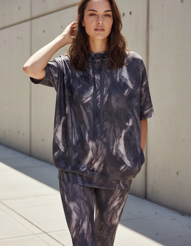 Buzo Manga Corta De Diseño Oversize M Gris Oscuro Estampado