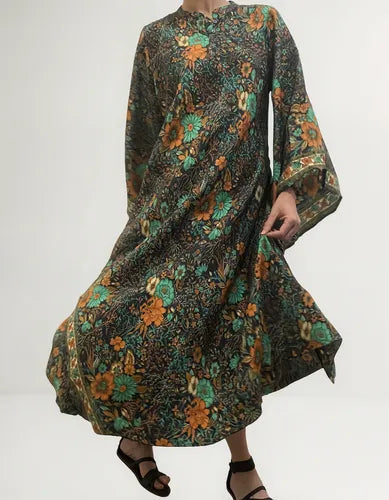 Vestido Mangas Oxford Importado Seda Hindú