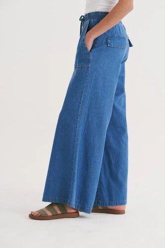 Pantalón Jean Oxford Denim Camisero Celeste Liso S