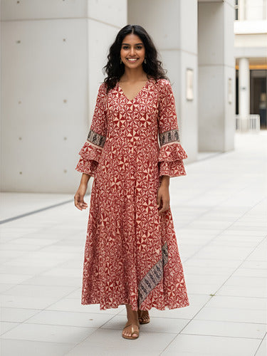 Vestido De India De Algodón Modelo Grande Hasta  Xxxl